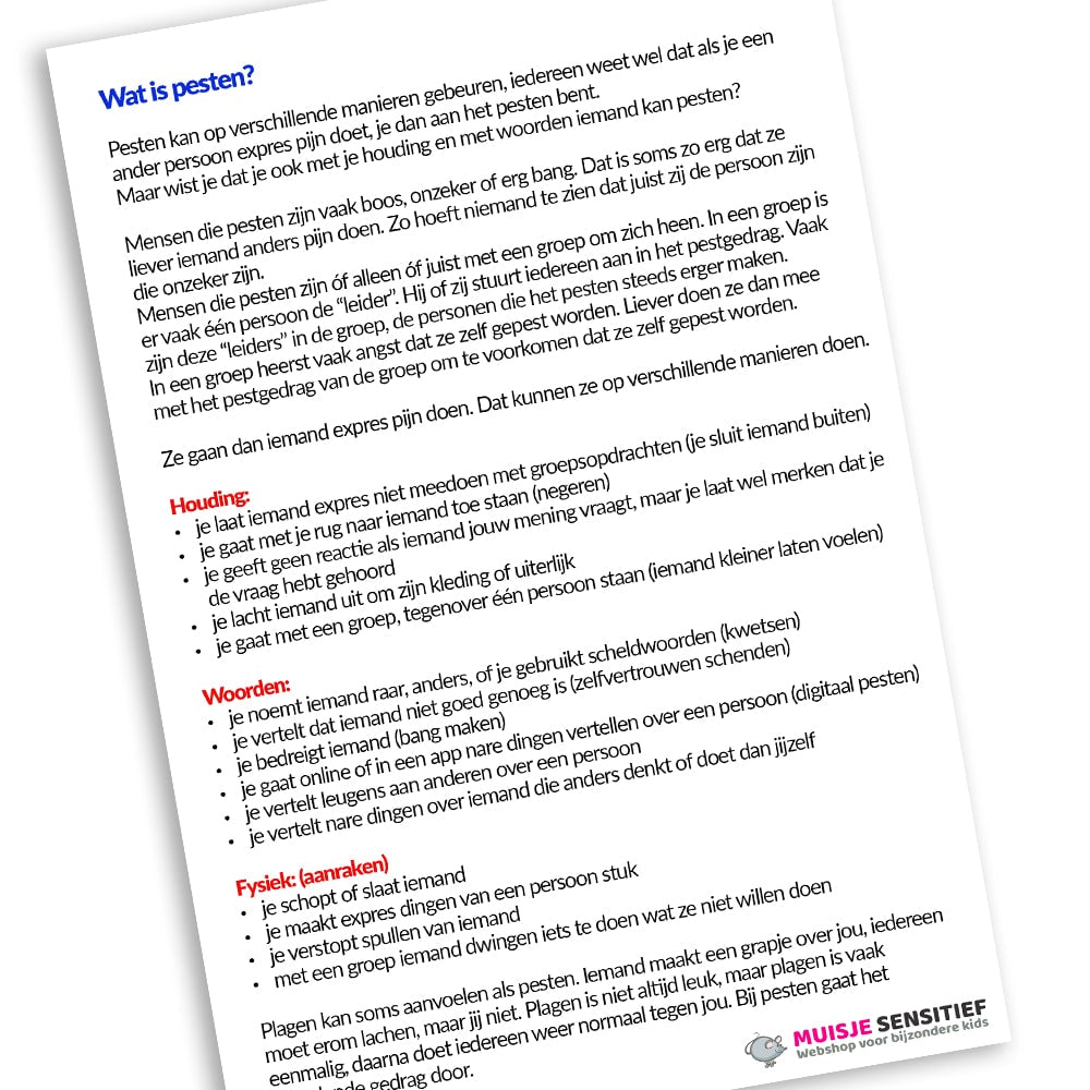 Uitlegbladen - Zorg - Pesten - download