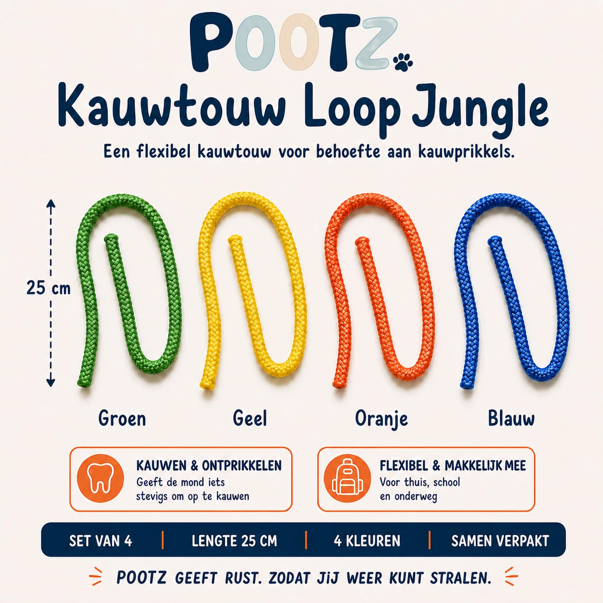 Pootz Kauwtouw Loop Jungle - set van 4
