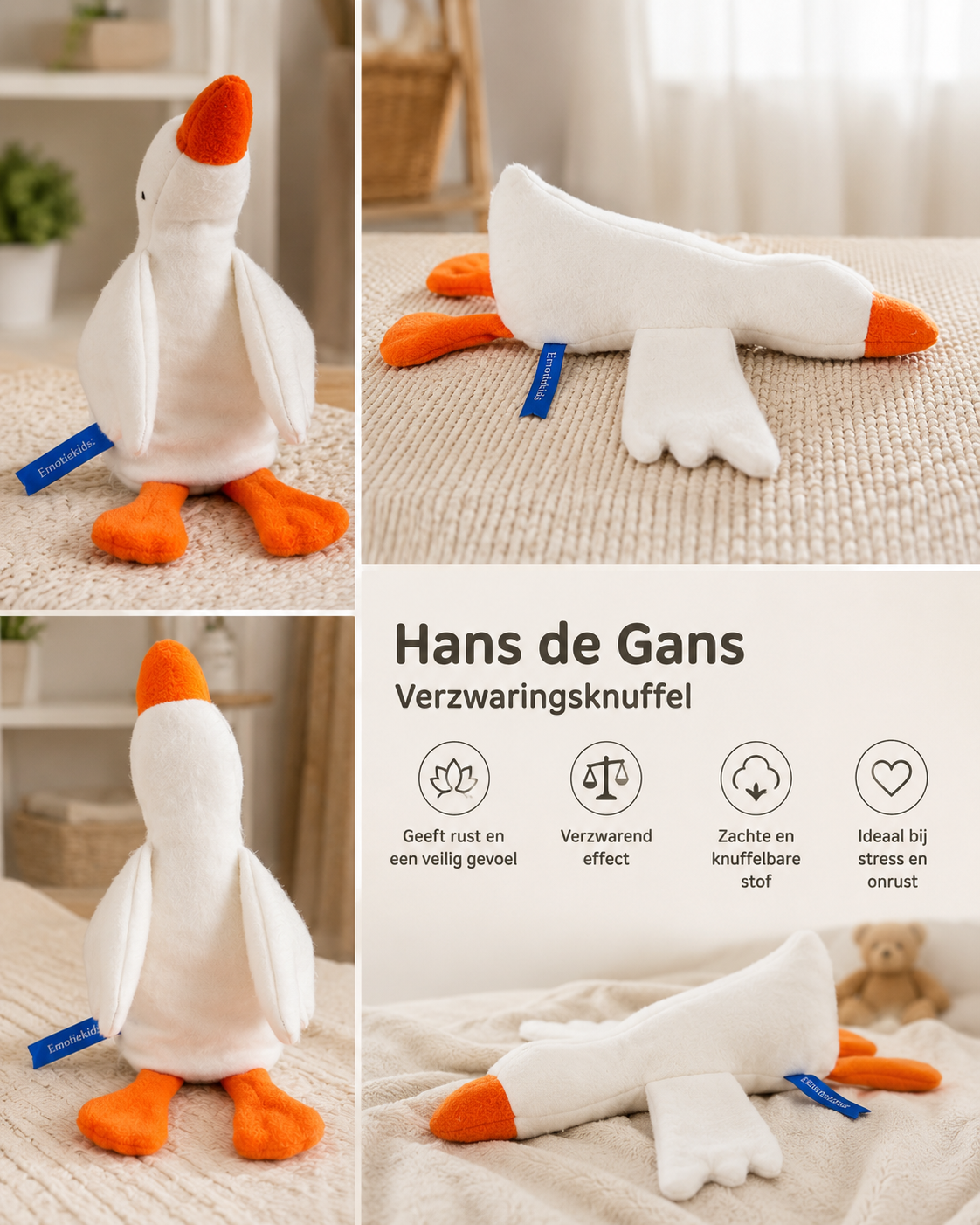 EmotieKids Verzwaringsknuffel Hans de Gans