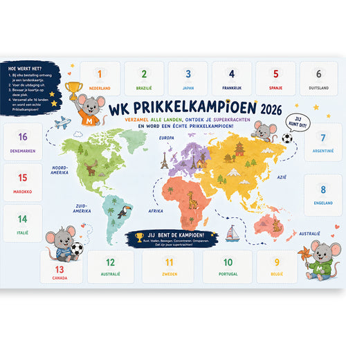 WK Prikkelkampioen Wereldkaart – Verzamelposter - download