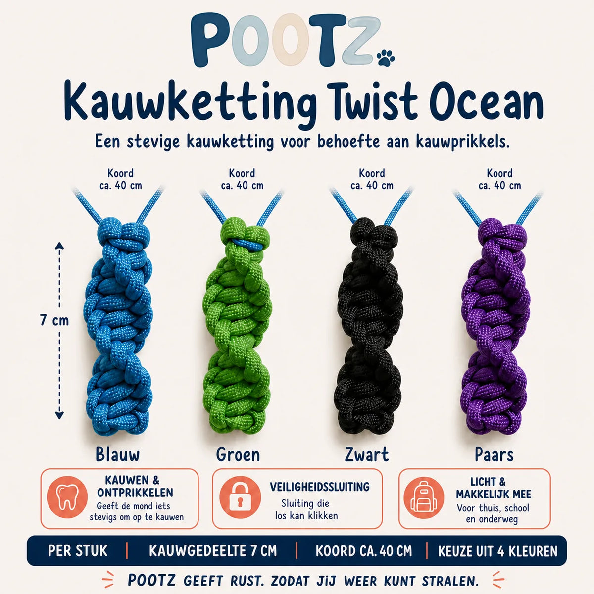 Pootz Kauwketting Twist Ocean