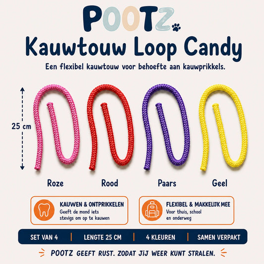 Pootz Kauwtouw Loop Candy - set van 4