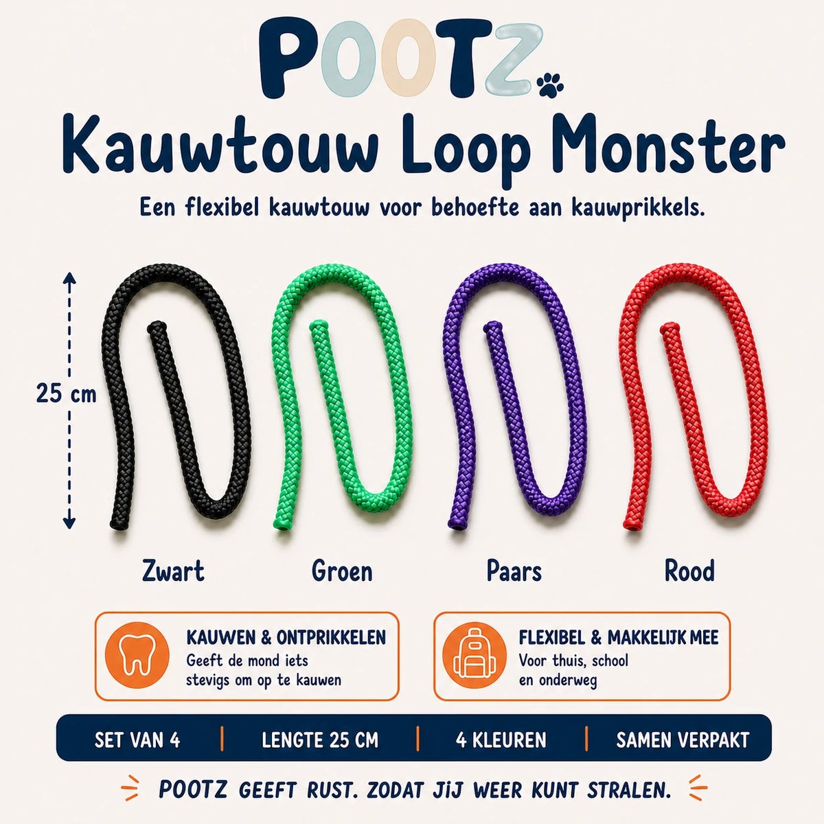 Pootz Kauwtouw Loop Monster - set van 4