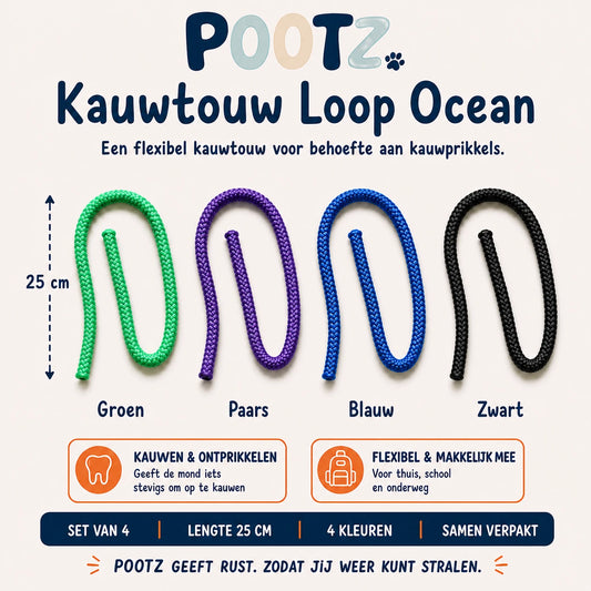 Pootz Kauwtouw Loop Ocean - set van 4