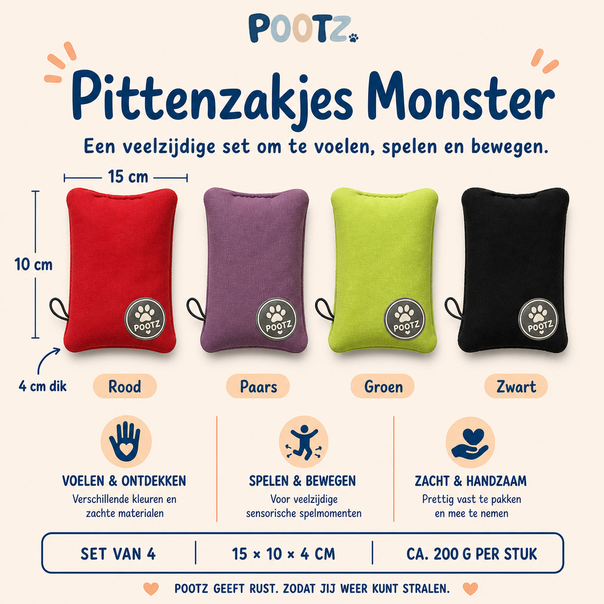 Pootz Pittenzakjes Monster – set van 4
