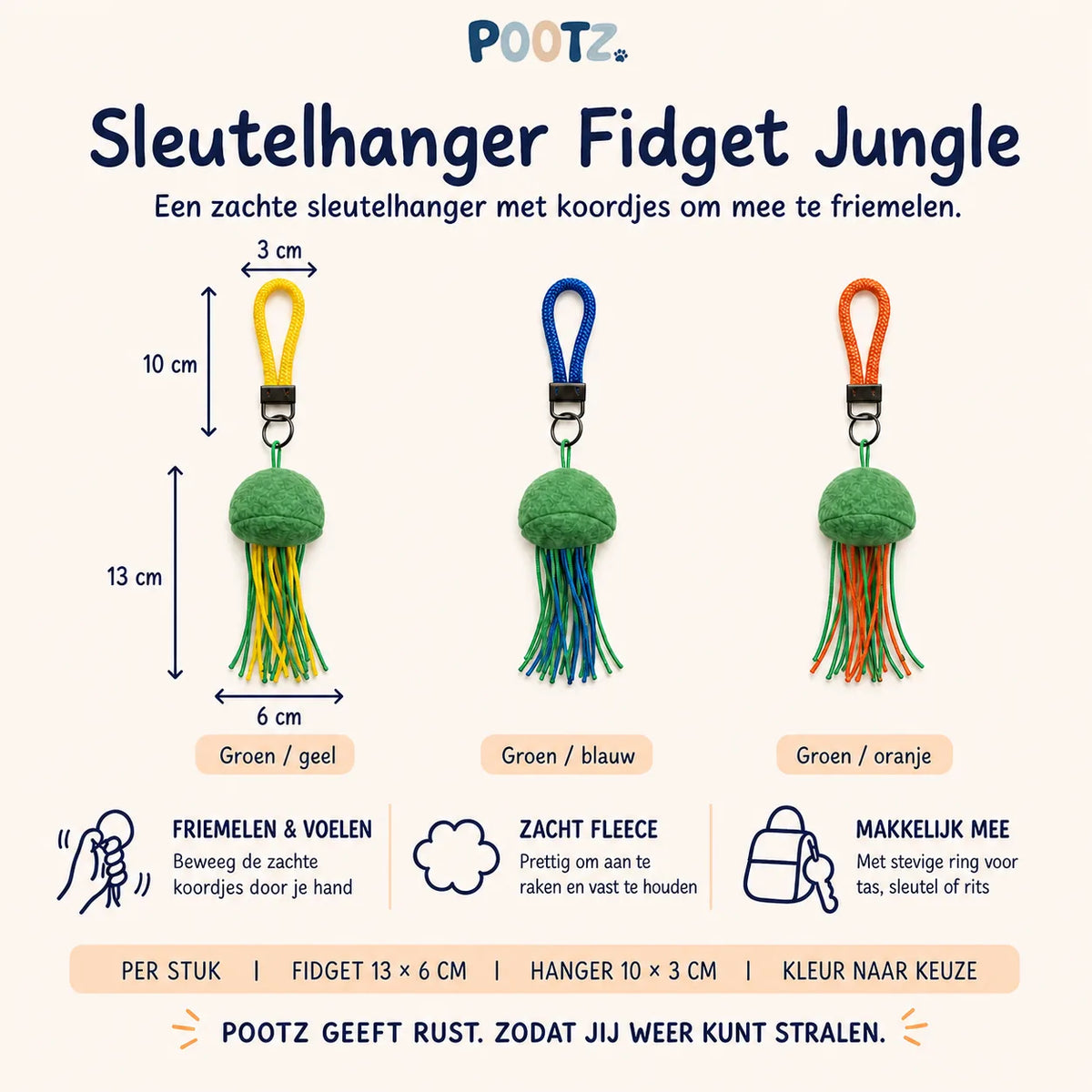 Pootz Sleutelhanger Squidgy Fidget Jungle