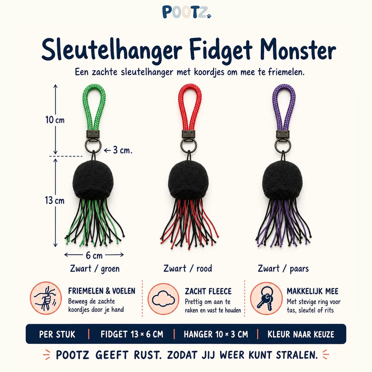 Pootz Sleutelhanger Squidgy Fidget Monster