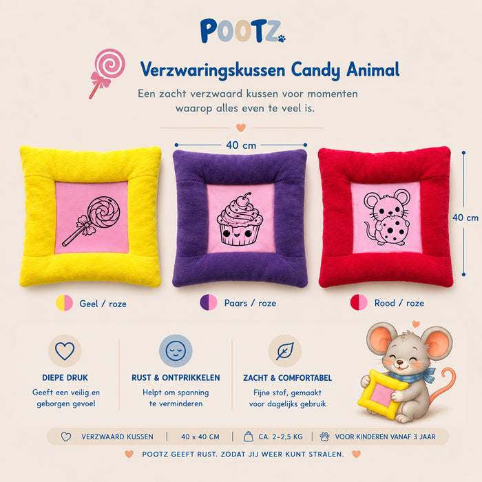 Pootz Verzwaringskussen Candy animal 40x40cm