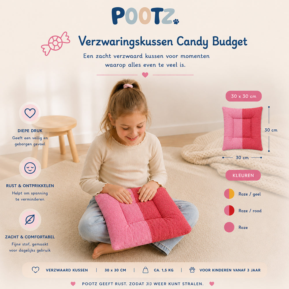 Pootz Verzwaringskussen Candy budget 30x30cm