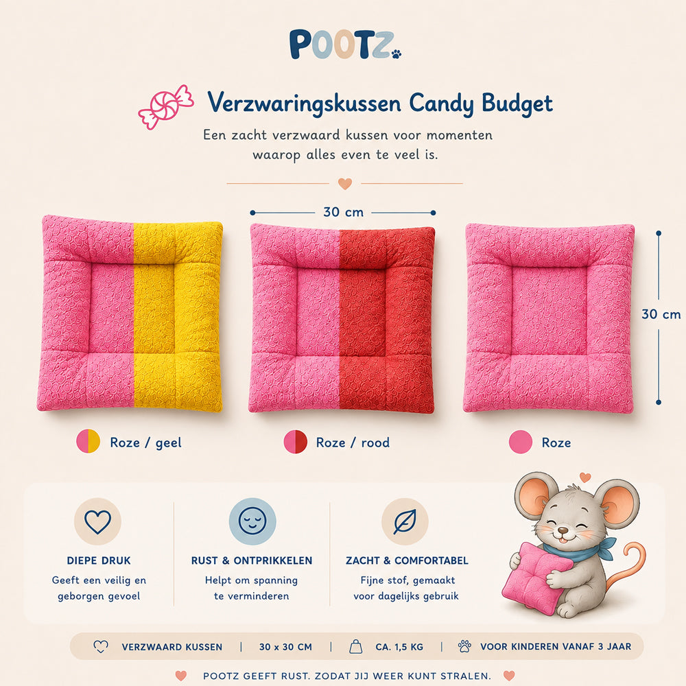 Pootz Verzwaringskussen Candy budget 30x30cm