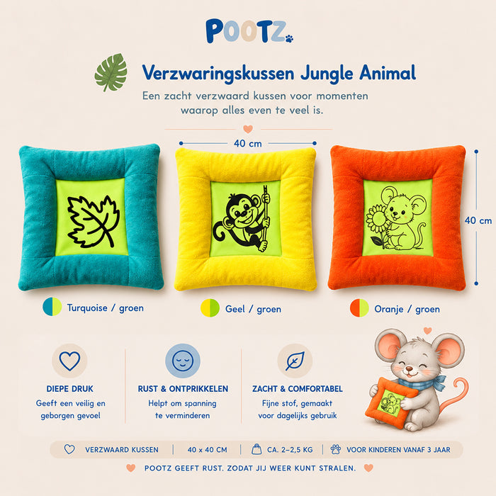 Pootz Verzwaringskussen Jungle animal 40x40cm
