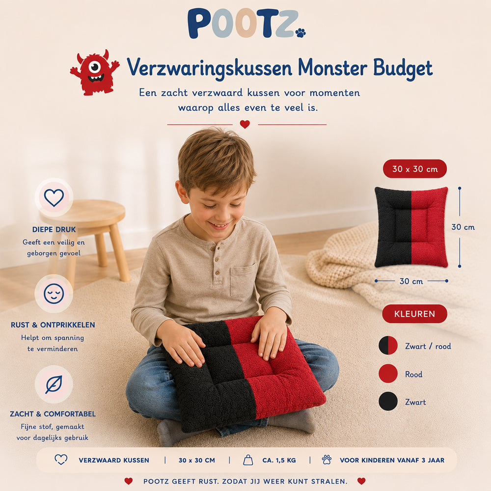 Pootz Verzwaringskussen Monster budget 30x30cm