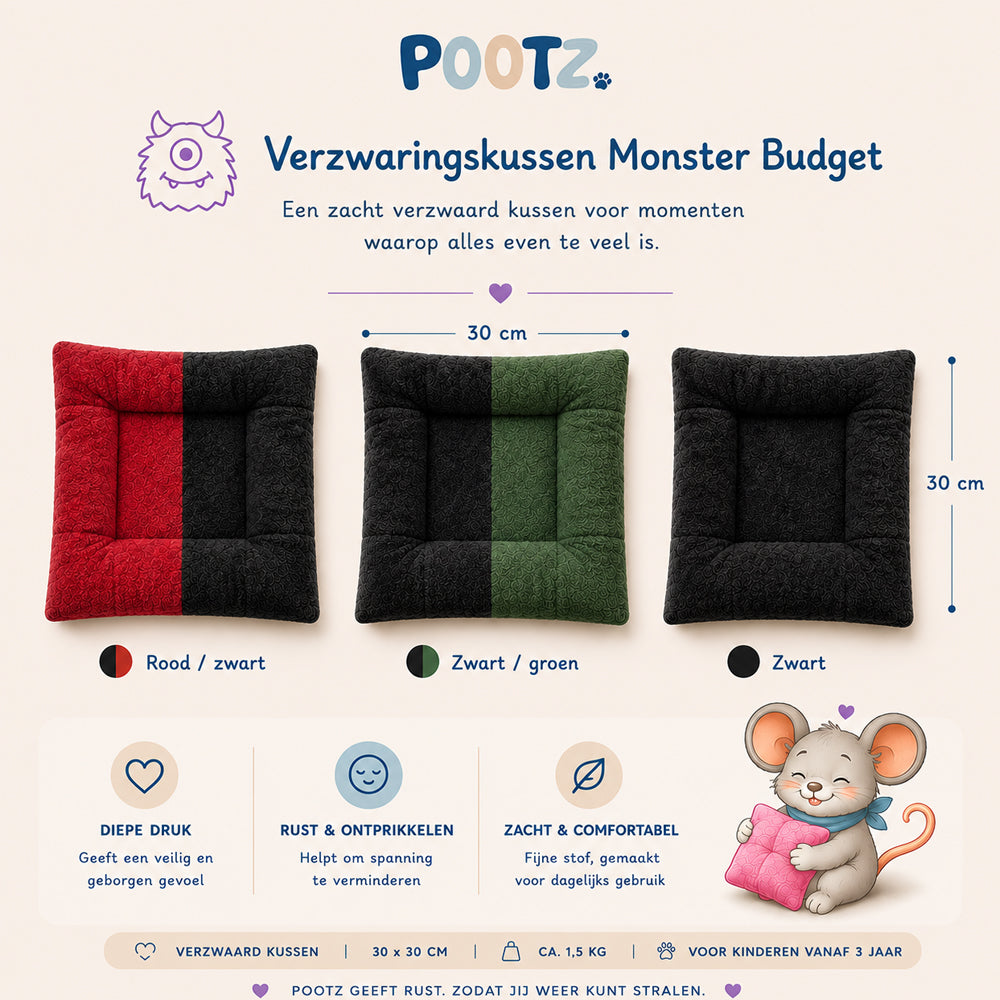 Pootz Verzwaringskussen Monster budget 30x30cm