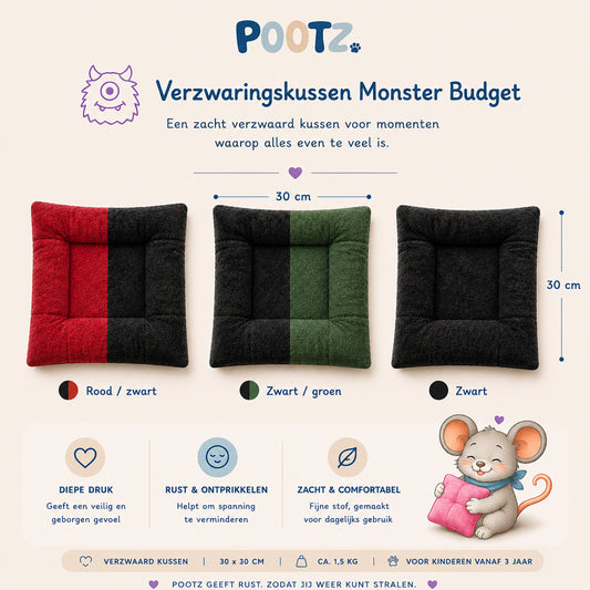 Pootz Verzwaringskussen Monster budget 30x30cm