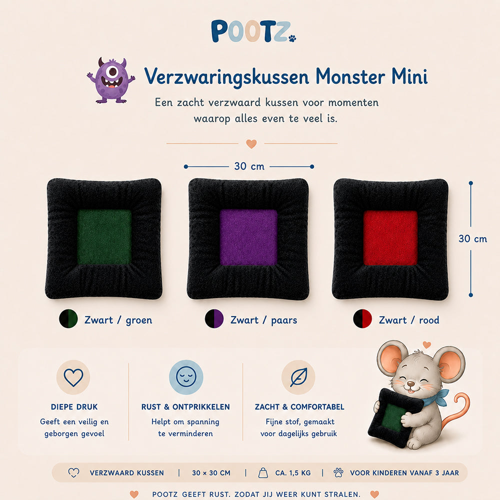 Pootz Verzwaringskussen Monster mini 30x30cm