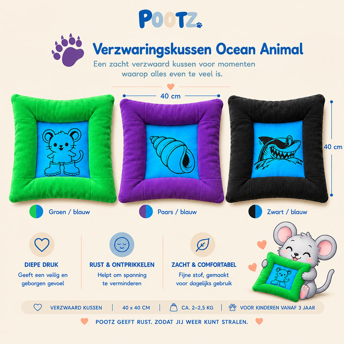 Pootz Verzwaringskussen Ocean animal 40x40cm