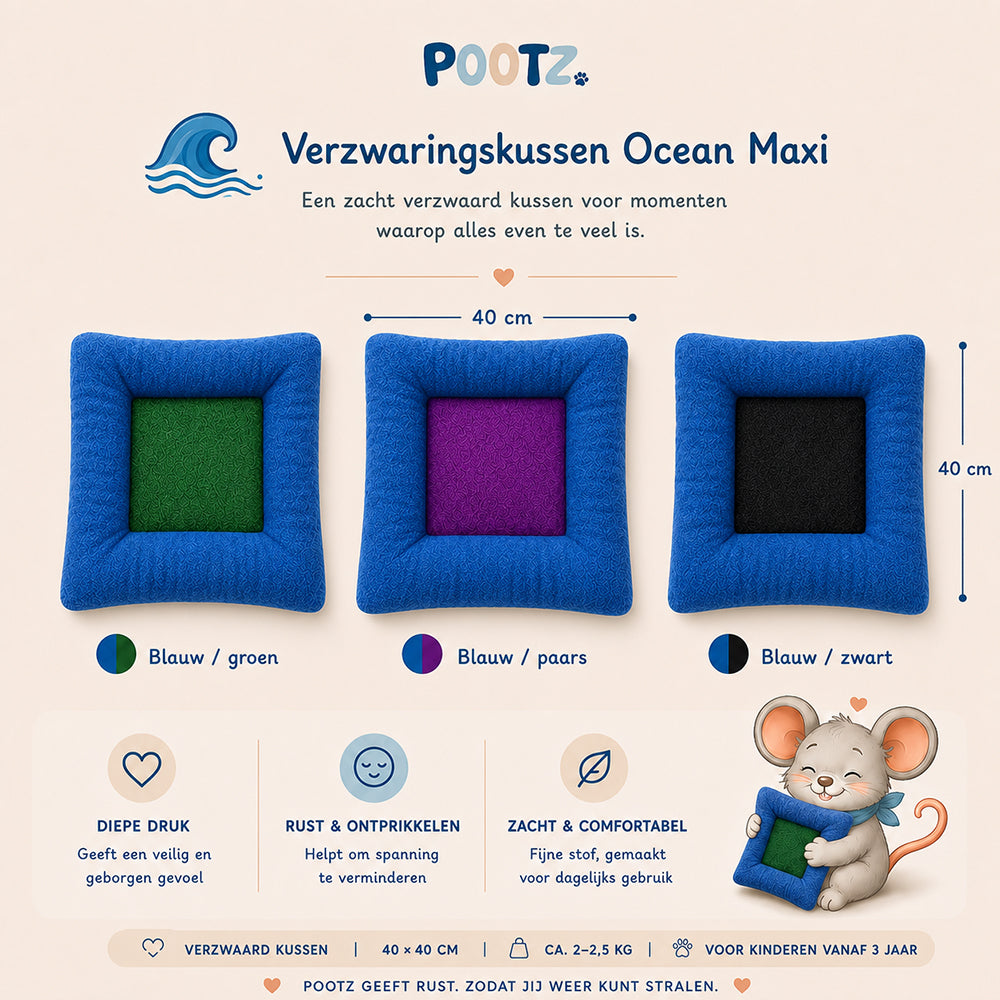 Pootz Verzwaringskussen Ocean maxi 40x40cm